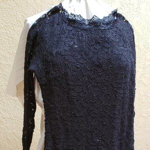 Cardalite Petite, Black lace, long sleeve mini dress Size PM